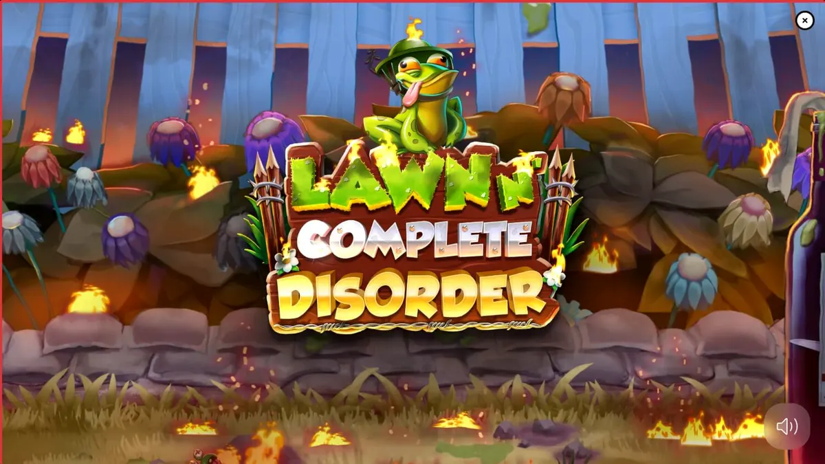 Gnomo em meio a um jardim em chamas no jogo Lawn N’ Complete Disorder